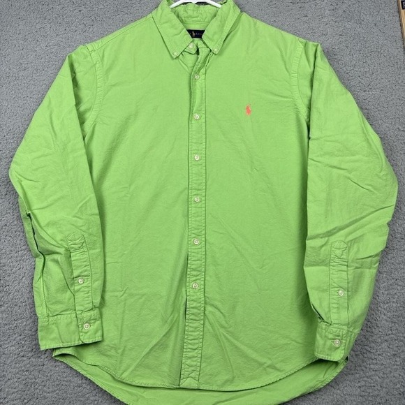 Ralph Lauren Shirt Mens Large Green Button Up Long Sleeve Pony Logo Casual - Picture 2 of 13